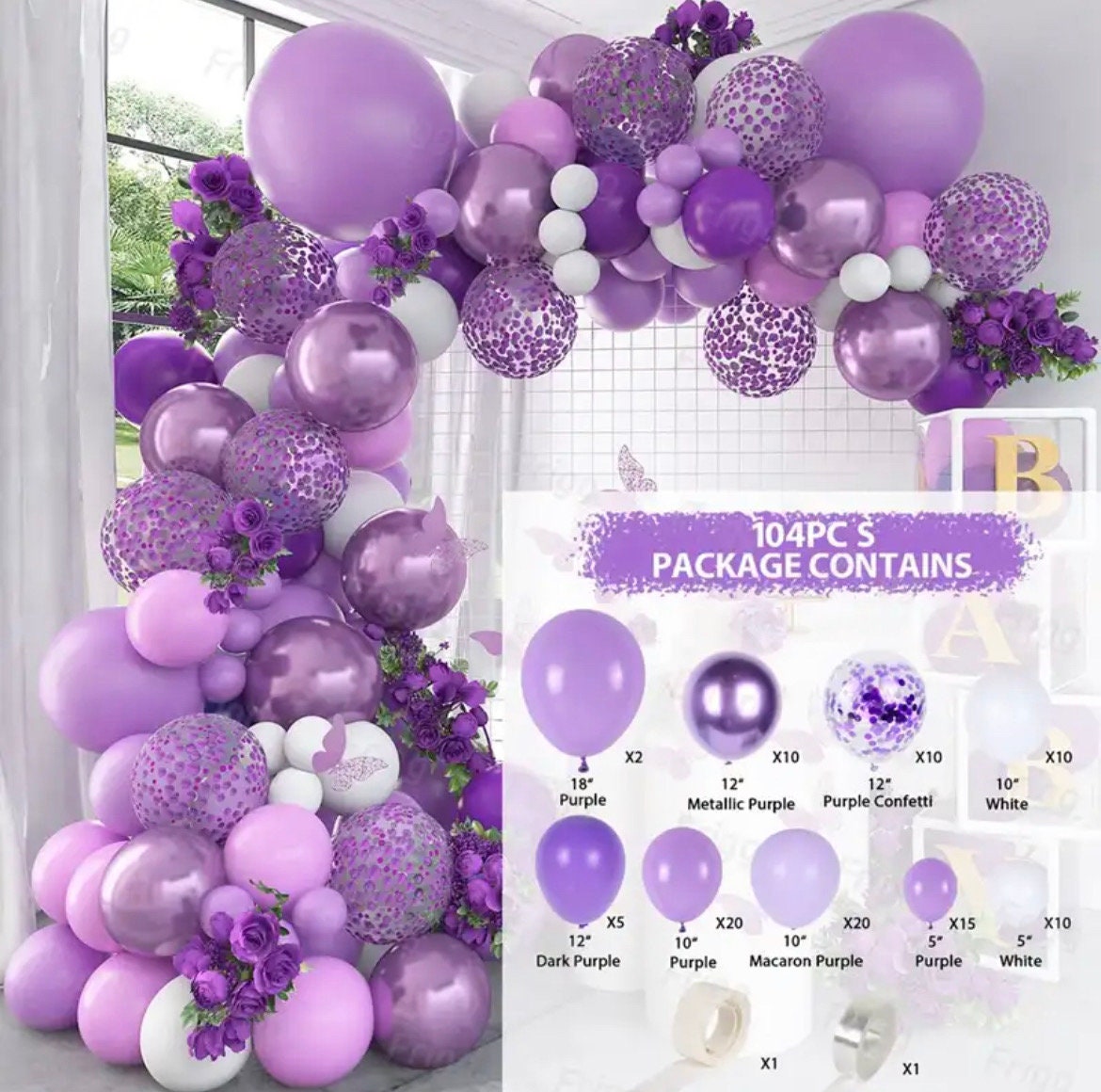 Purple Lavender Metallic Pastel Balloon Garland Graduation Birthday Baby Shower Bridal Party DIY Decoration B18