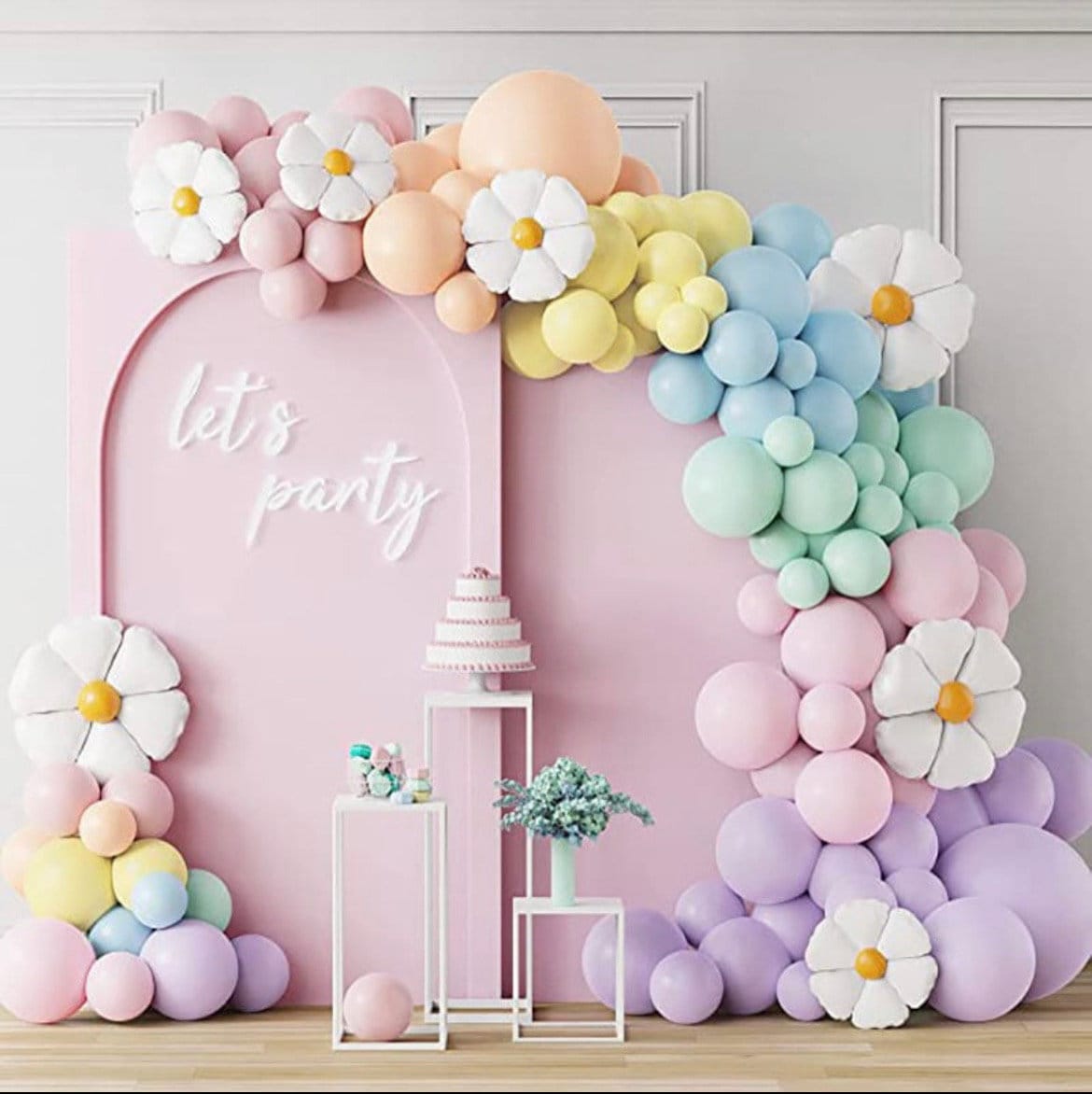 Pastel Daisy Macaron Balloon Garland Graduation Birthday Baby Shower Bridal Party DIY Decorations B06