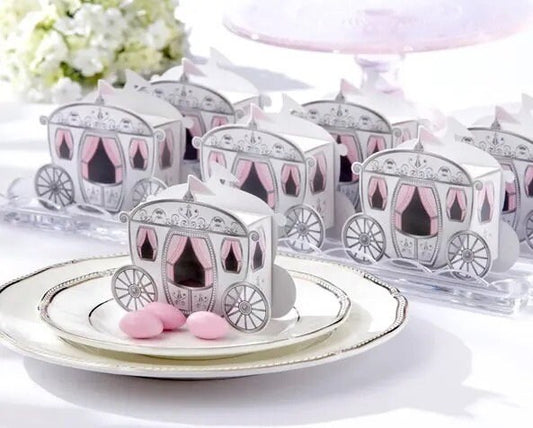 Set of 10 Small Princess Carriage Party Favour bonbonerie Boxes Graduation Birthday Baby Shower Bridal Party Wedding DIY PB15