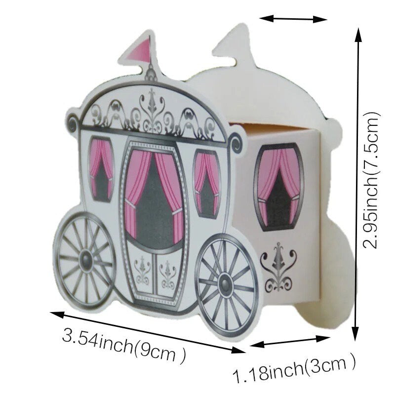 Set of 10 Small Princess Carriage Party Favour bonbonerie Boxes Graduation Birthday Baby Shower Bridal Party Wedding DIY PB15