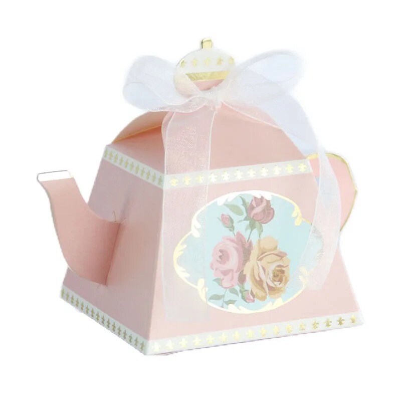 Set of 10 Pink High tea Party Favor Boxes Graduation Birthday Baby Shower Bridal Party Wedding DIY PB5