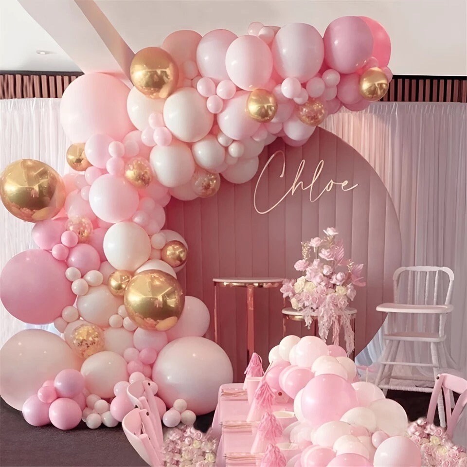 Pink Gold Pastel Balloon Garland Graduation Birthday Baby Shower Bridal Party DIY Decoration B15