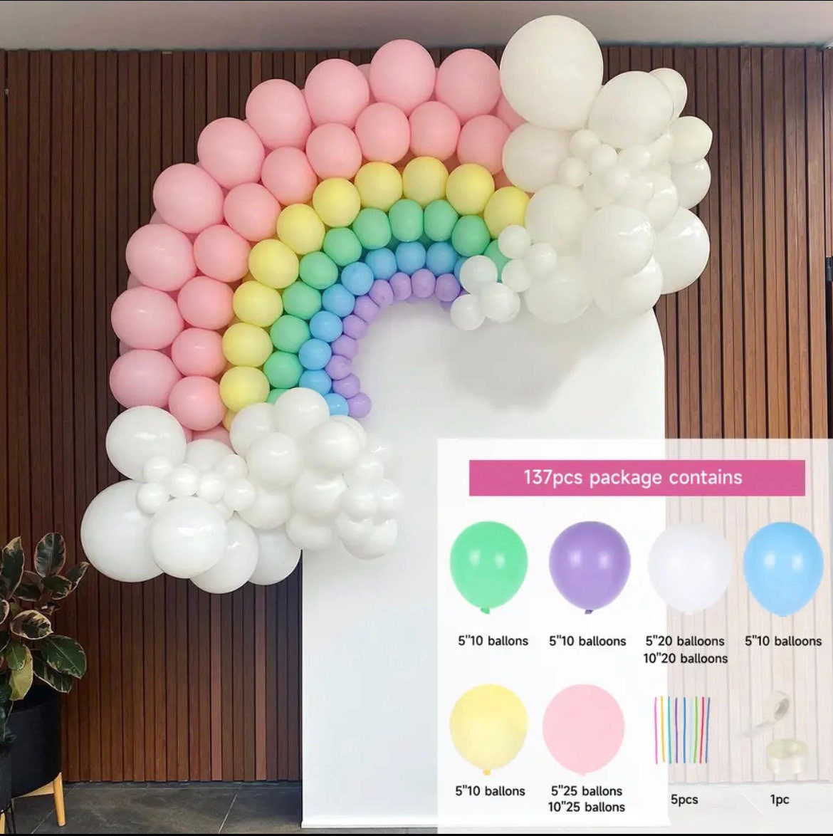 Pastel Rainbow Balloon Garland Graduation Birthday Baby Shower Bridal Party DIY Decorations B07