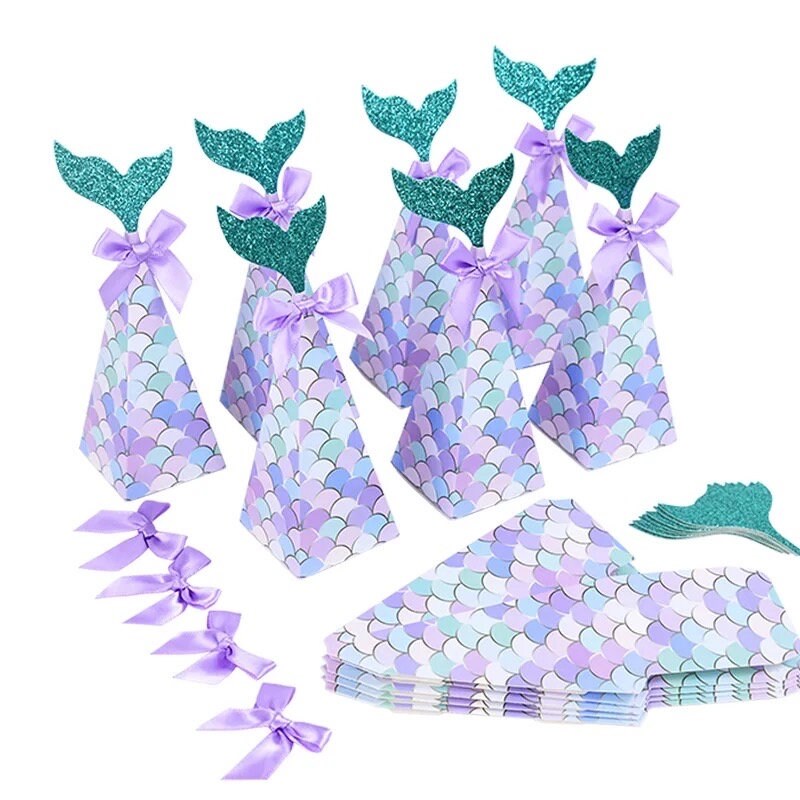 Set of 5 Mermaid Party Favor Gift Boxes Graduation Birthday Baby Shower Bridal Party DIY PB17