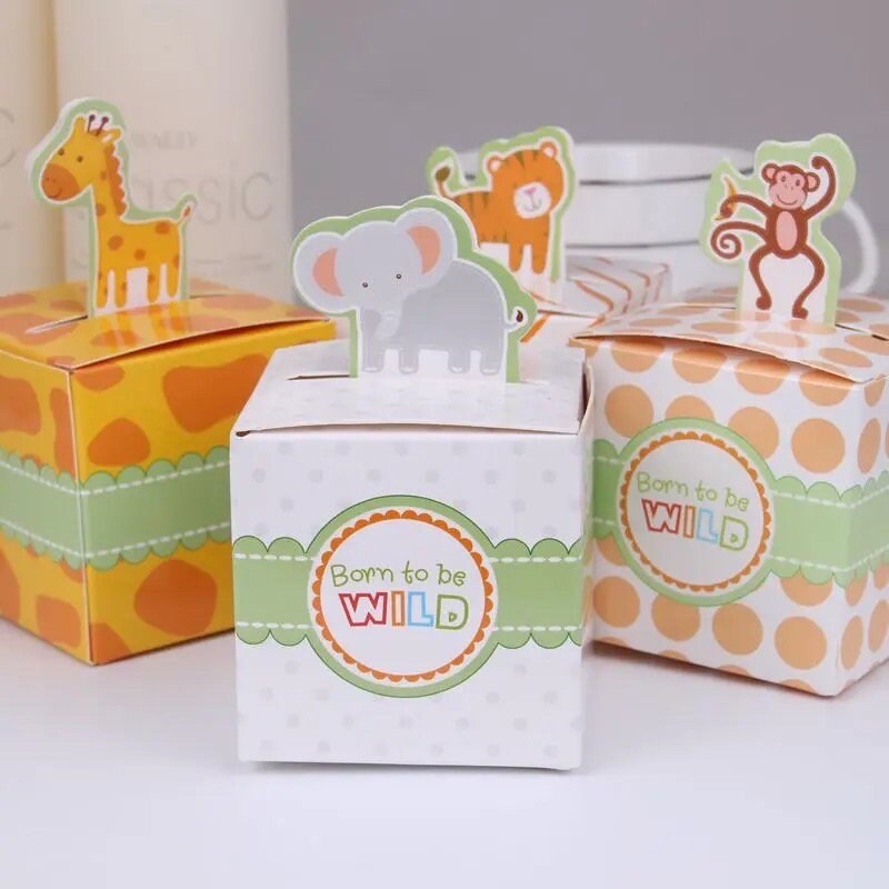 Set of 10 Born to be wild Party Favor Boxes Graduation Birthday Baby Shower Bridal Party DIY PB10