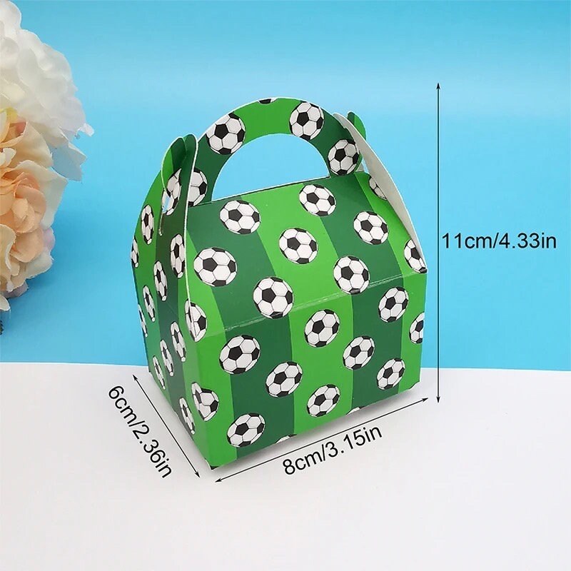 Set of 5 Green Soccer Football Party Favor Boxes Graduation Birthday Baby Shower Bridal Party DIY PB6