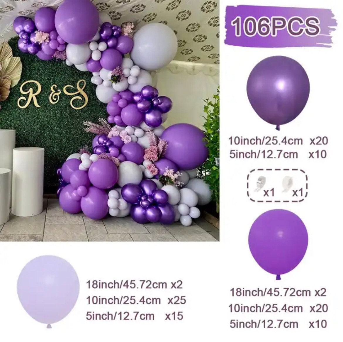 Purple Lavender Pastel metallic Balloon Garland Graduation Birthday Baby Shower Bridal Party DIY Decoration B17