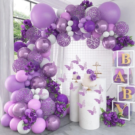 Purple Lavender Metallic Pastel Balloon Garland Graduation Birthday Baby Shower Bridal Party DIY Decoration B18