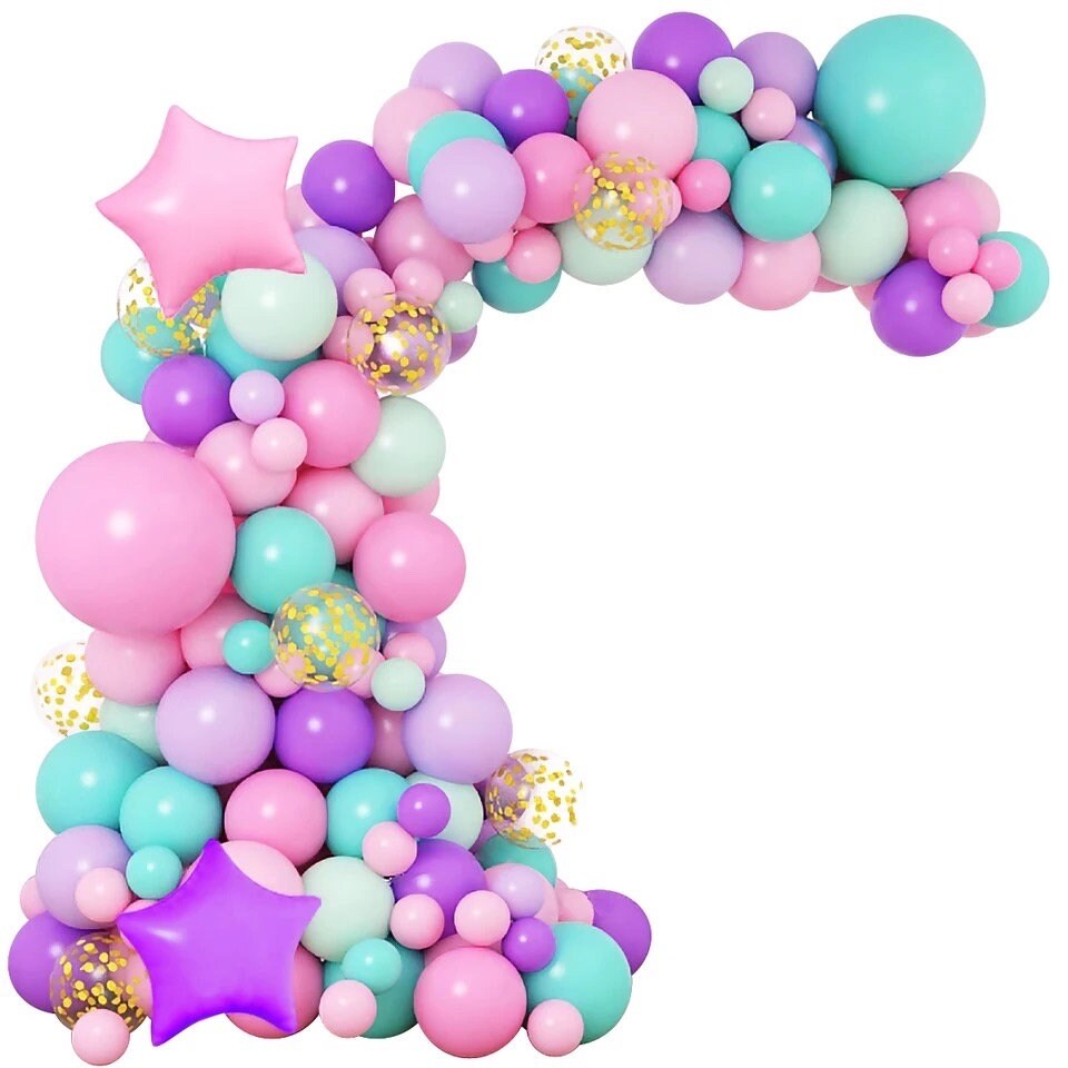 Bright Colours Pink Aqua Purple Pastel Balloon Garland Graduation Birthday Baby Shower Bridal Party DIY Decoration B12