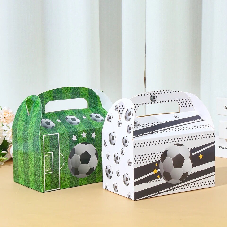 Set of 4 Green Soccer Football Party Favor Boxes Graduation Birthday Baby Shower Bridal Party DIY PB19