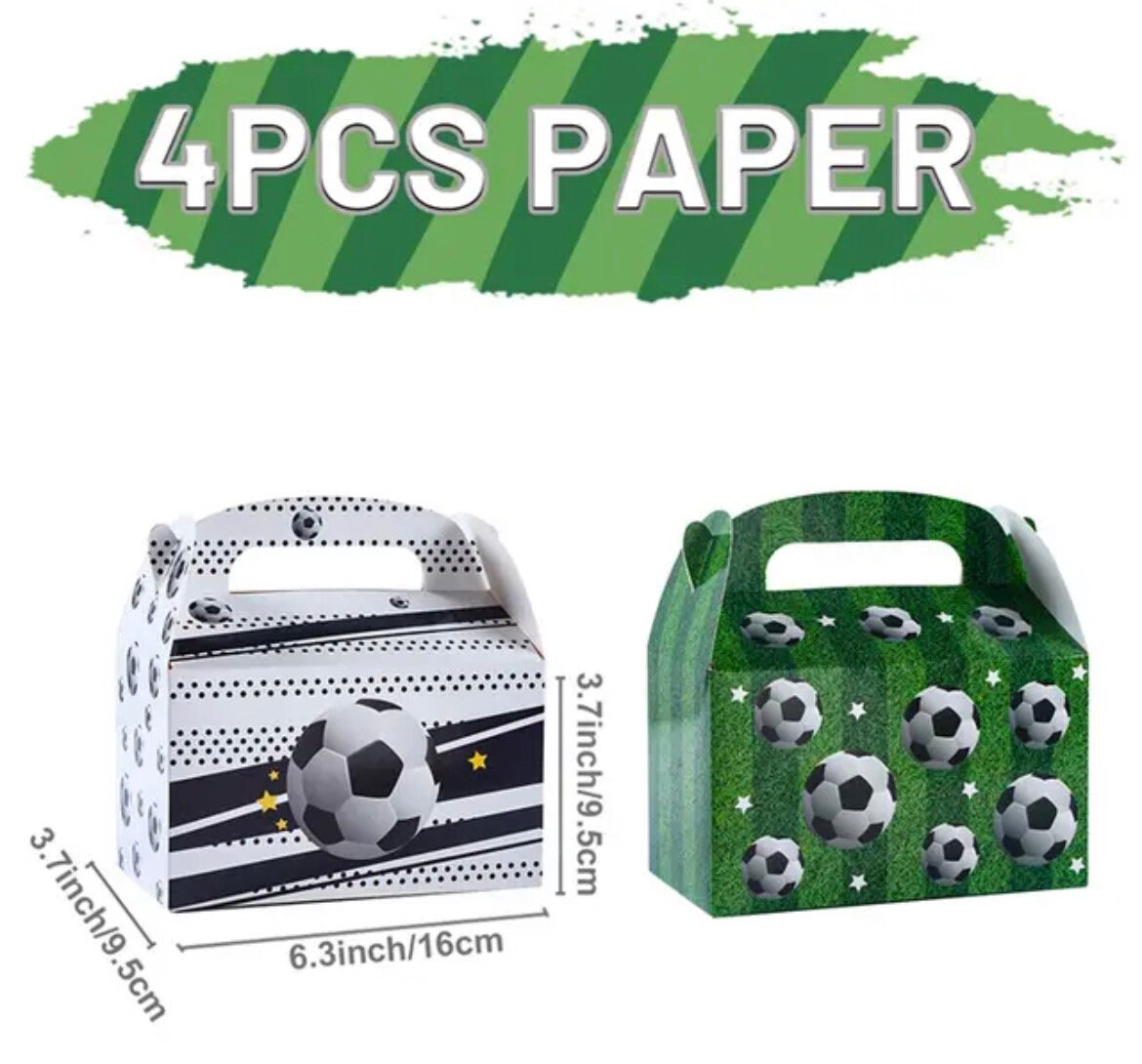 Set of 4 Green Soccer Football Party Favor Boxes Graduation Birthday Baby Shower Bridal Party DIY PB19