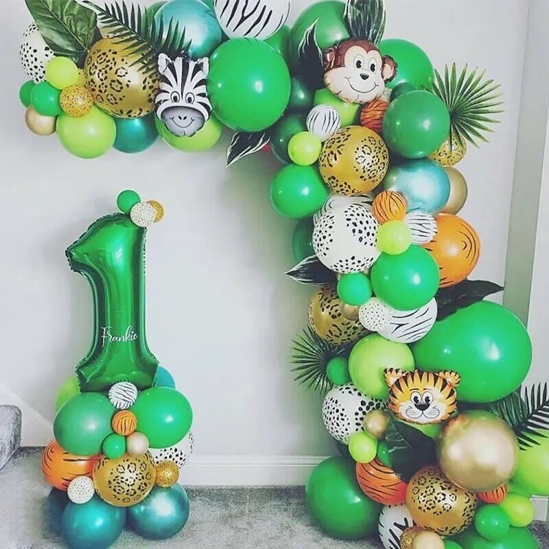 Green Jungle Safari Themed Pastel Balloon Garland Graduation Birthday Baby Shower Bridal Party DIY Decoration B20