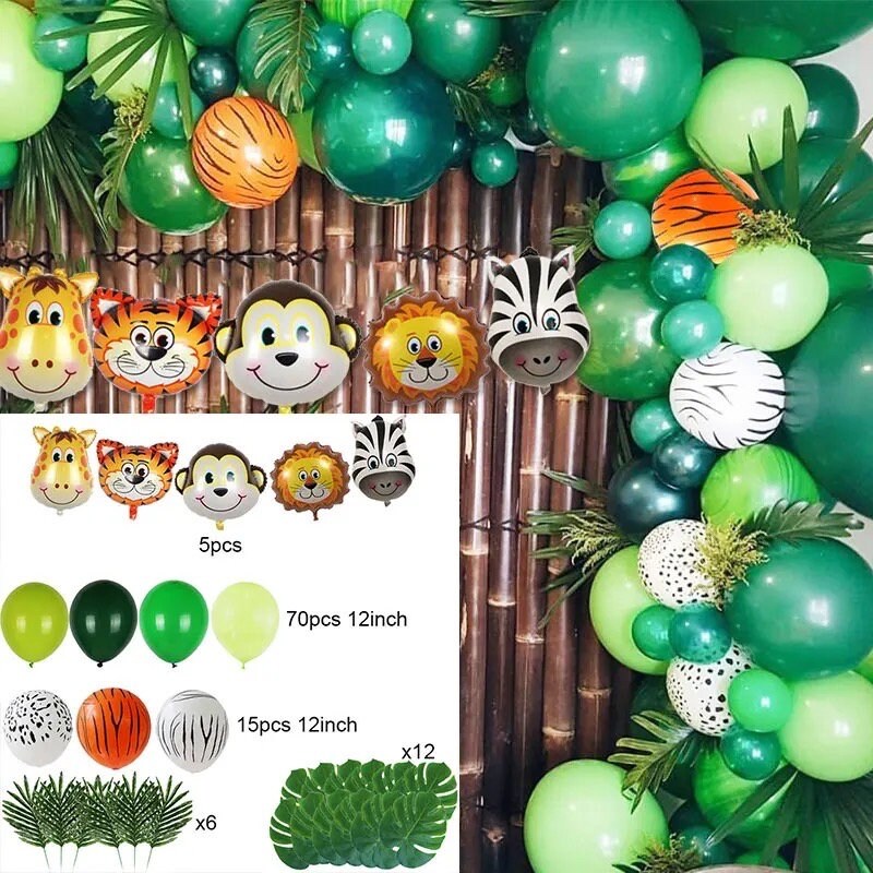 Green Jungle Safari Themed Pastel Balloon Garland Graduation Birthday Baby Shower Bridal Party DIY Decoration B20