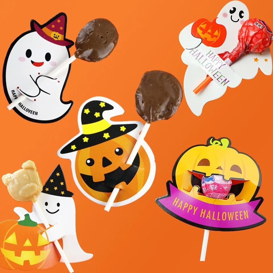 Pack of 50 Assorted Halloween Lollipop Cards Party Supplies Party DIY