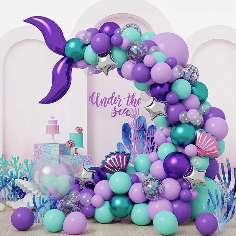 Mermaid Tail Colours Pink Aqua Purple Pastel Balloon Garland Graduation Birthday Baby Shower Bridal Party DIY Decoration B26