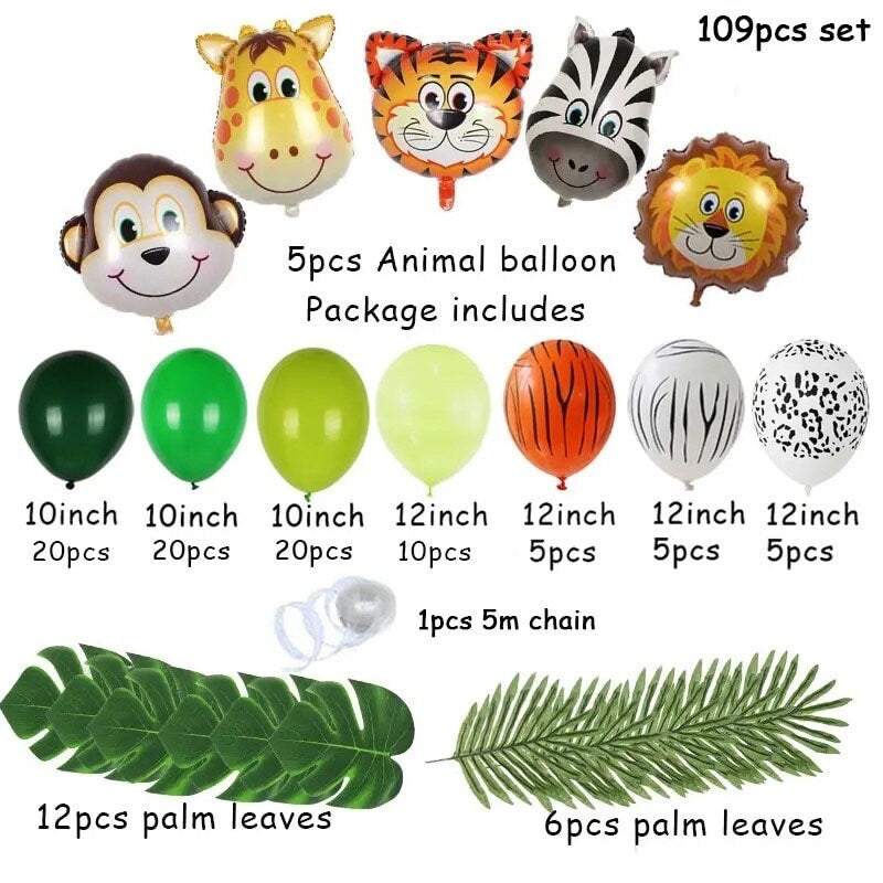 Green Jungle Safari Themed Pastel Balloon Garland Graduation Birthday Baby Shower Bridal Party DIY Decoration B20