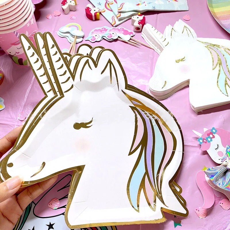 Unicorn Party Supplies Plates Napkins Cupcake Wrappers Straws Birthday Baby Shower Bridal Party PS1