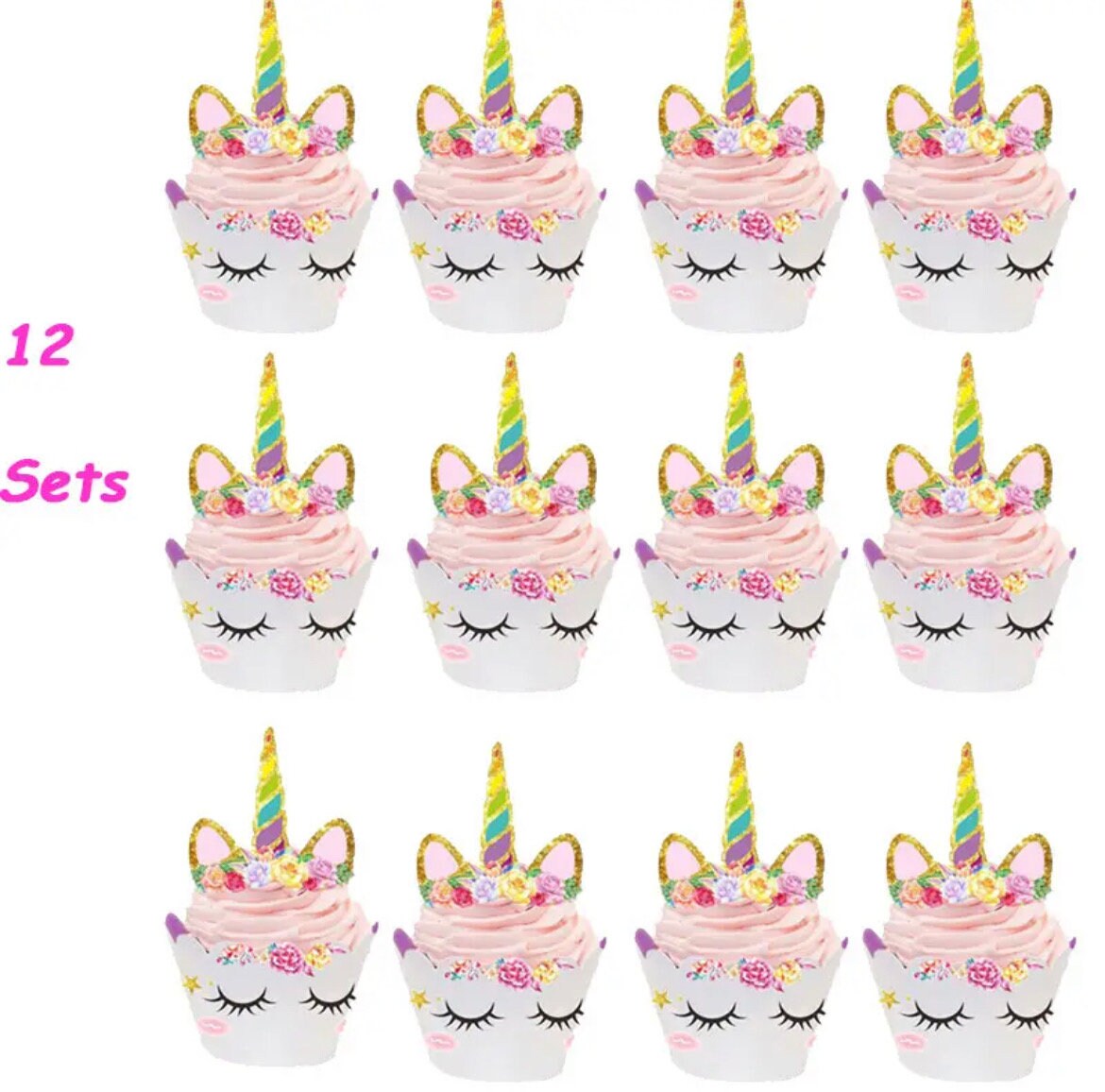 Unicorn Party Supplies Plates Napkins Cupcake Wrappers Straws Birthday Baby Shower Bridal Party PS1