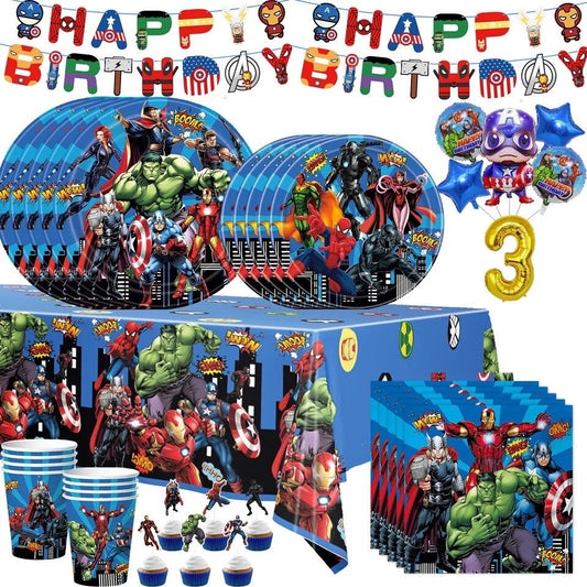 Marvel Avengers Superheroes Plates Napkins Tablecloth Party Supplies Graduation Birthday Baby Shower Party DIY