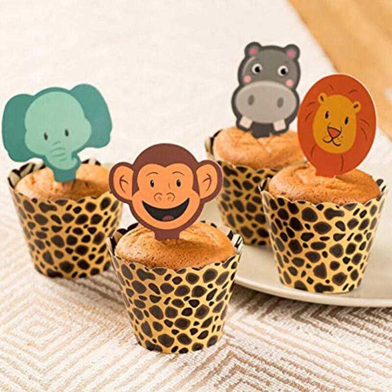 Set of 12 Animal Cupcake Wrappers Party Graduation Birthday Baby Shower Party DIY