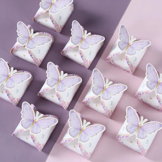 Set of 12 Purple Blue Butterfly Party Favour bonbonerie Boxes Graduation Birthday Baby Shower Bridal Party Wedding DIY