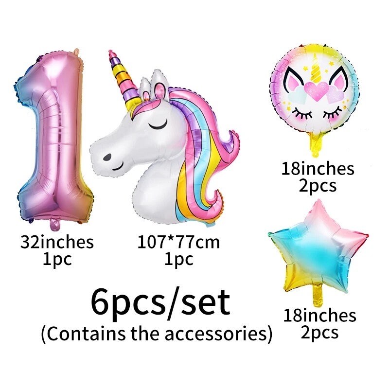 Unicorn Rainbow Balloon Kit Birthday Number Party DIY Decorations BN35