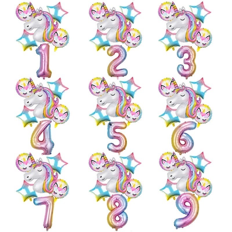 Unicorn Rainbow Balloon Kit Birthday Number Party DIY Decorations BN35