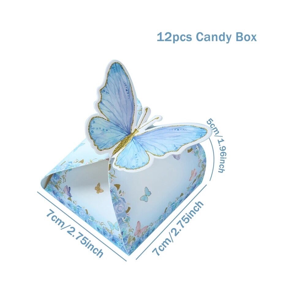 Set of 12 Purple Blue Butterfly Party Favour bonbonerie Boxes Graduation Birthday Baby Shower Bridal Party Wedding DIY