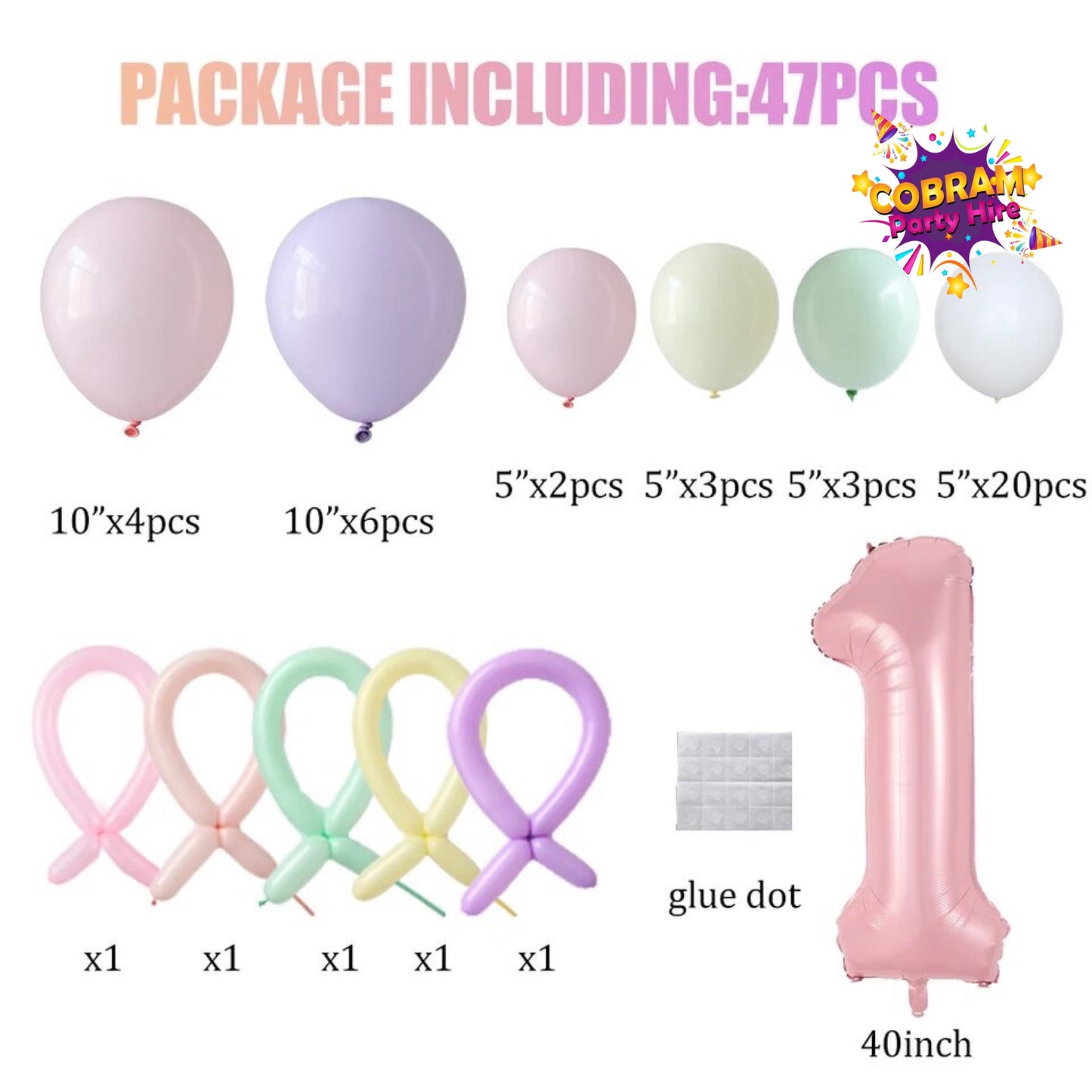 Rainbow Pastel balloon number kit Birthday Party DIY Decorations