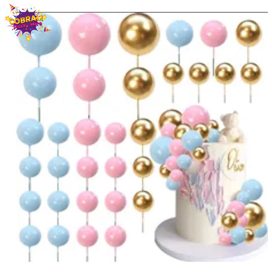 Happy Birthday Baby Shower Pink Blue Pastel Gold Cake Topper Party DIY Decorations