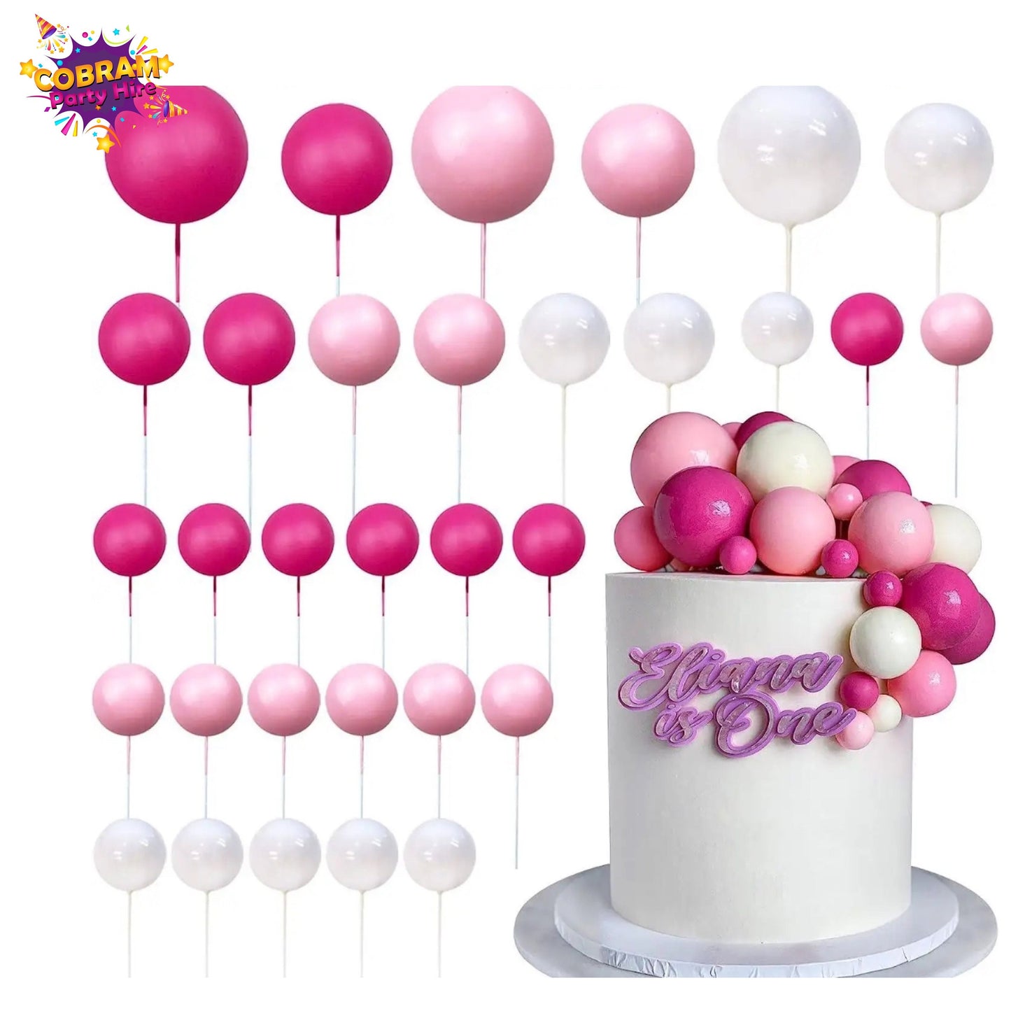 Happy Birthday Baby Shower Pinks Pastel White Cake Topper Party DIY Decorations