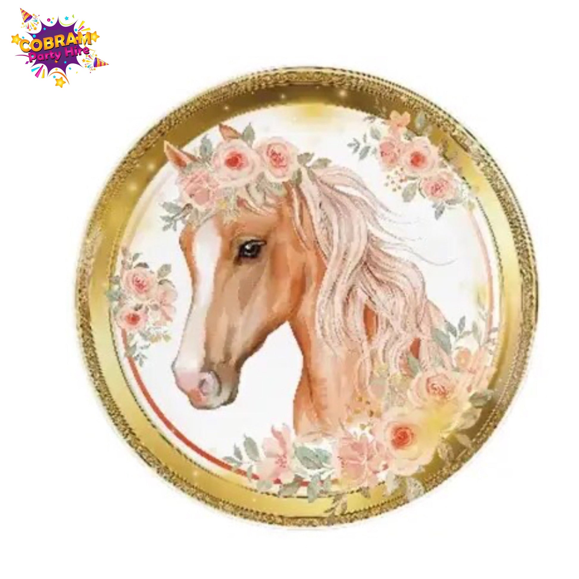 Gold Horse Party Supplies plates napkins tablecloth Graduation Birthday Baby Shower Party DIY