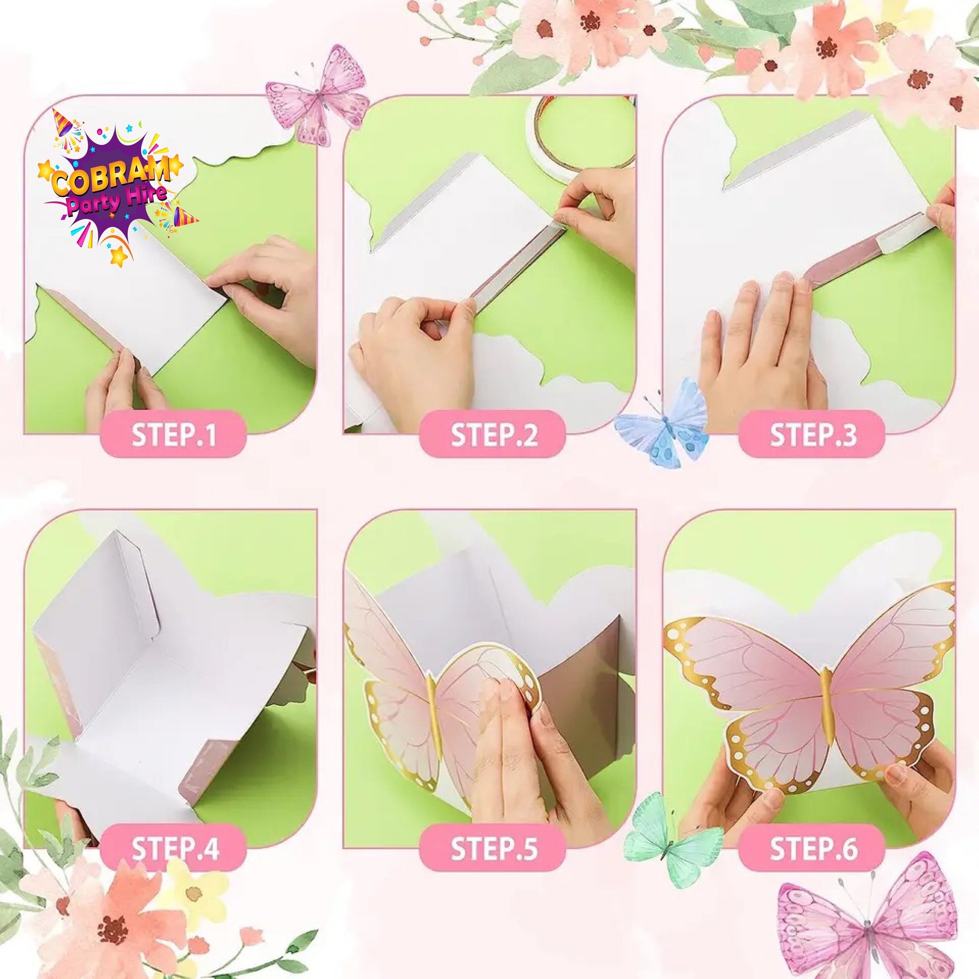 Set of 6 Butterfly Table Centrepiece Box Flower High Tea Party Favor Boxes Graduation Birthday Baby Shower Bridal Party Wedding DIY