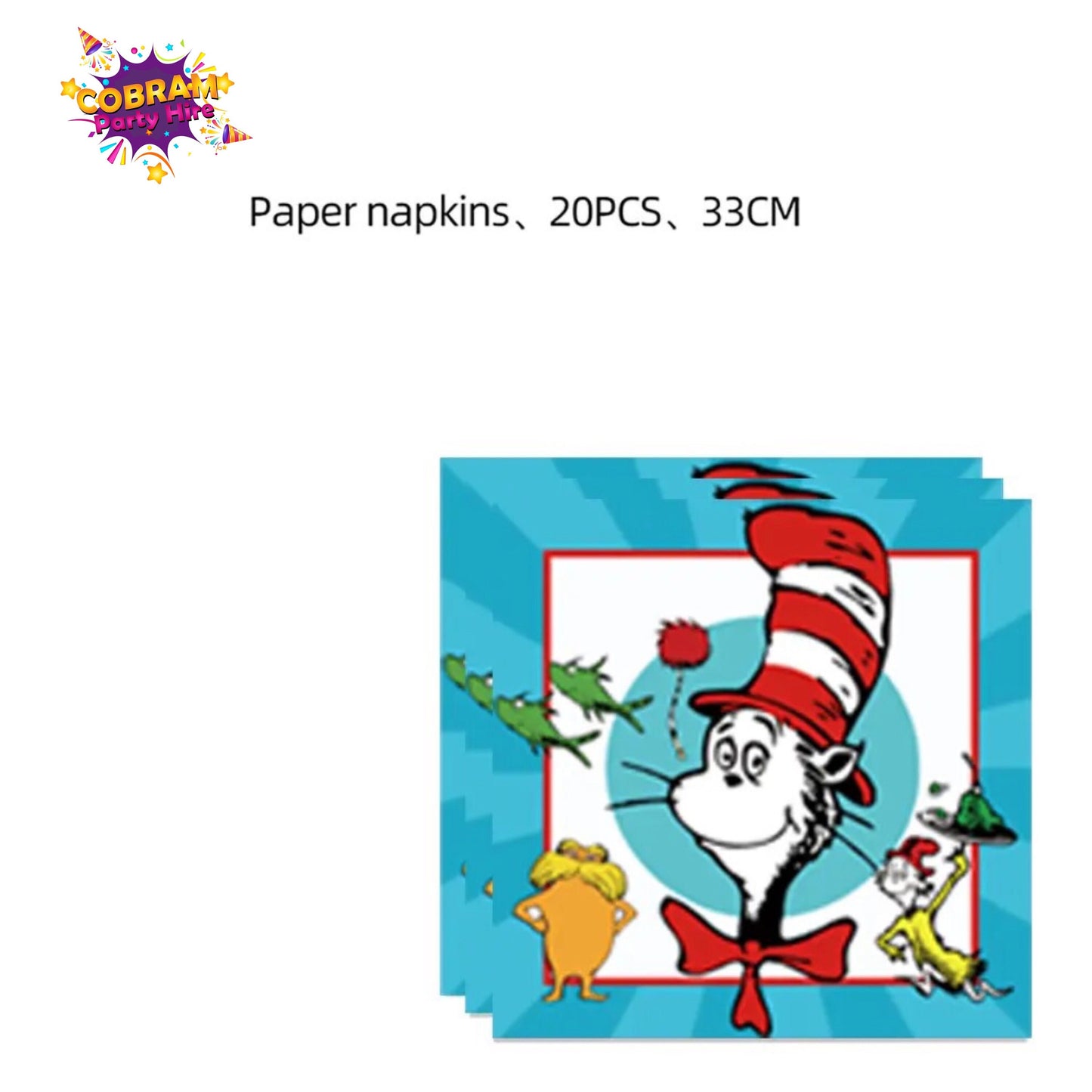 Cat in the Hat Party Supplies Plates Napkins Tablecloth Birthday Baby Shower Party DIY