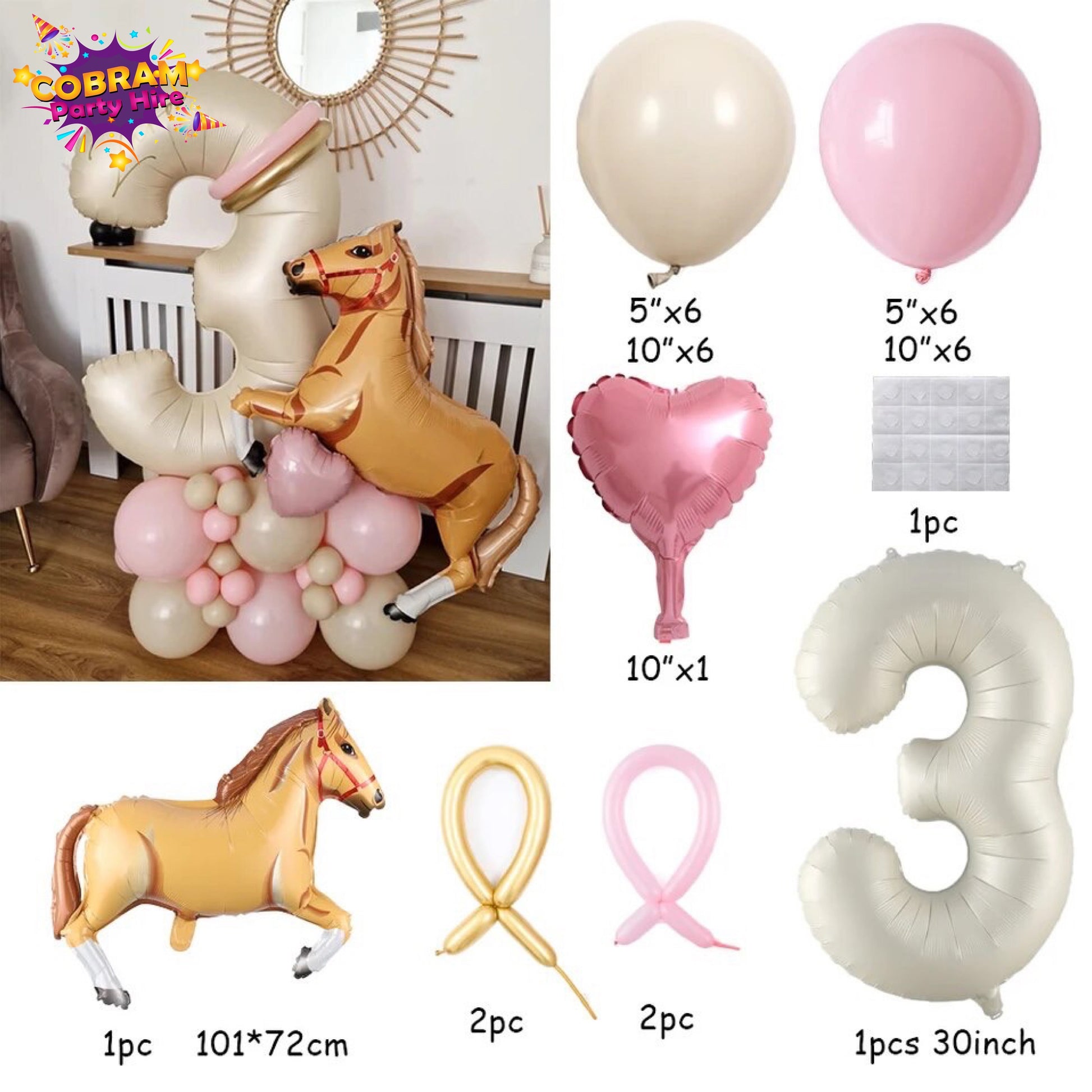 Horse Balloon Pony Number kit Birthday Party DIY Decorations BN46