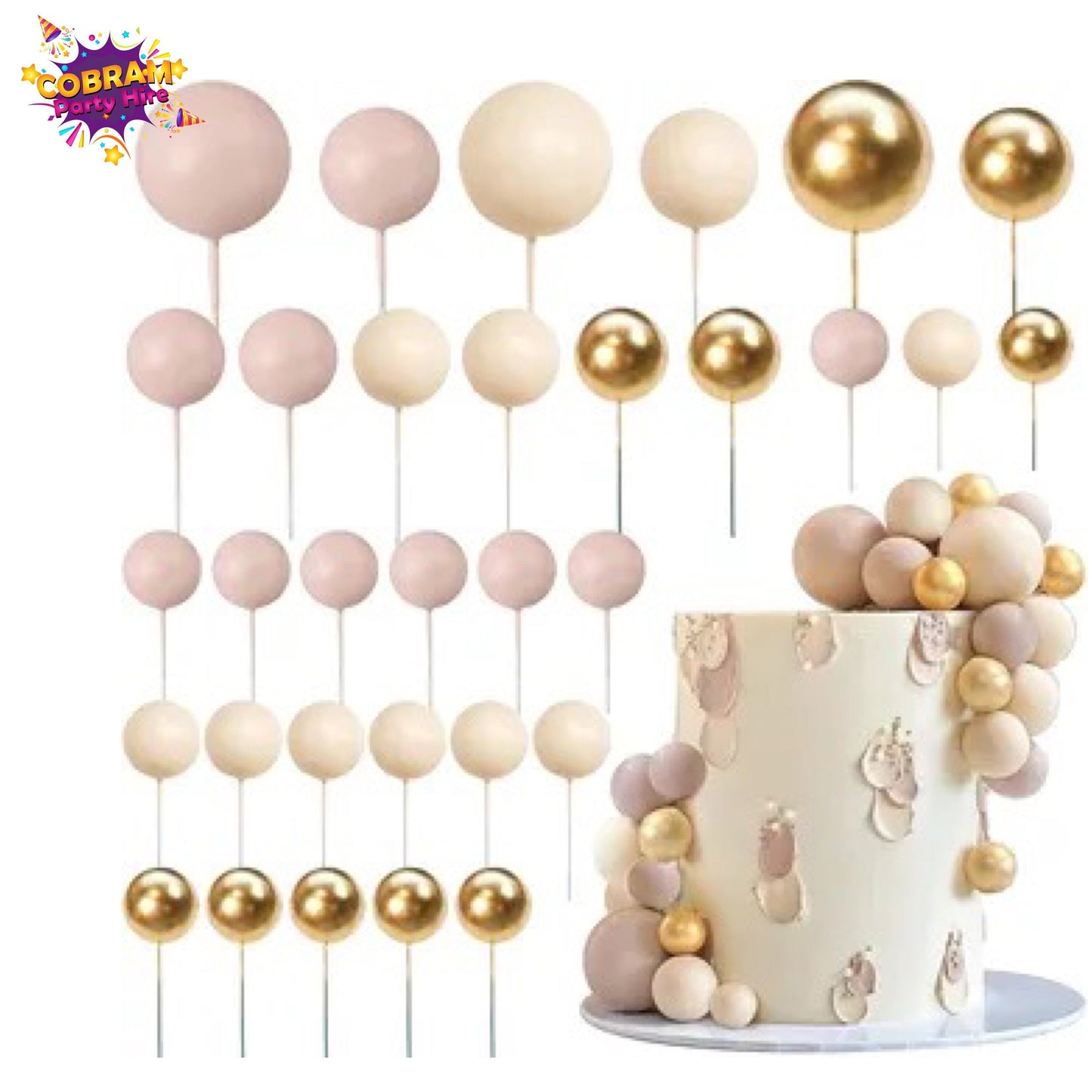 Happy Birthday Pastel Gold Cake Topper Party DIY Decorations