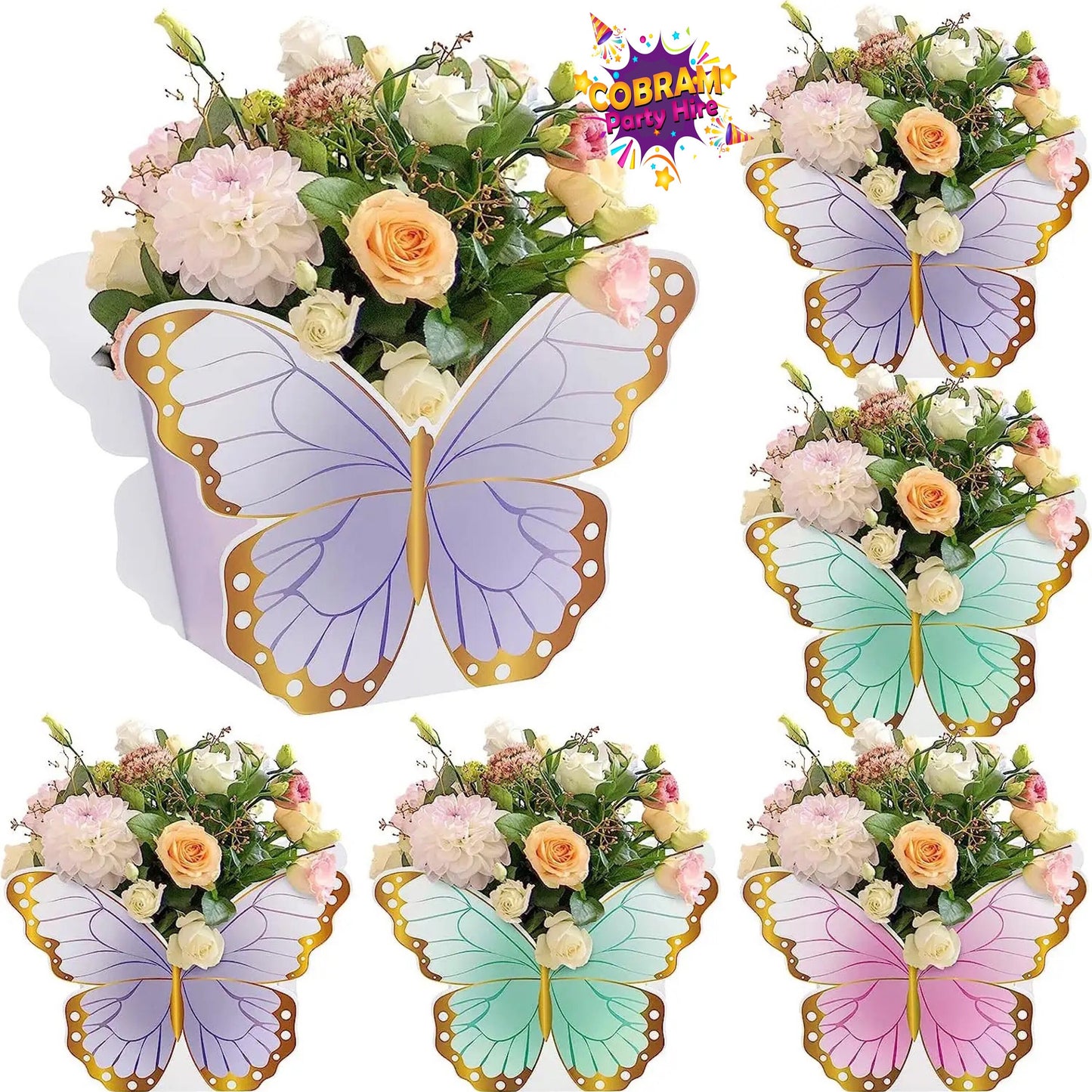 Set of 6 Butterfly Table Centrepiece Box Flower High Tea Party Favor Boxes Graduation Birthday Baby Shower Bridal Party Wedding DIY