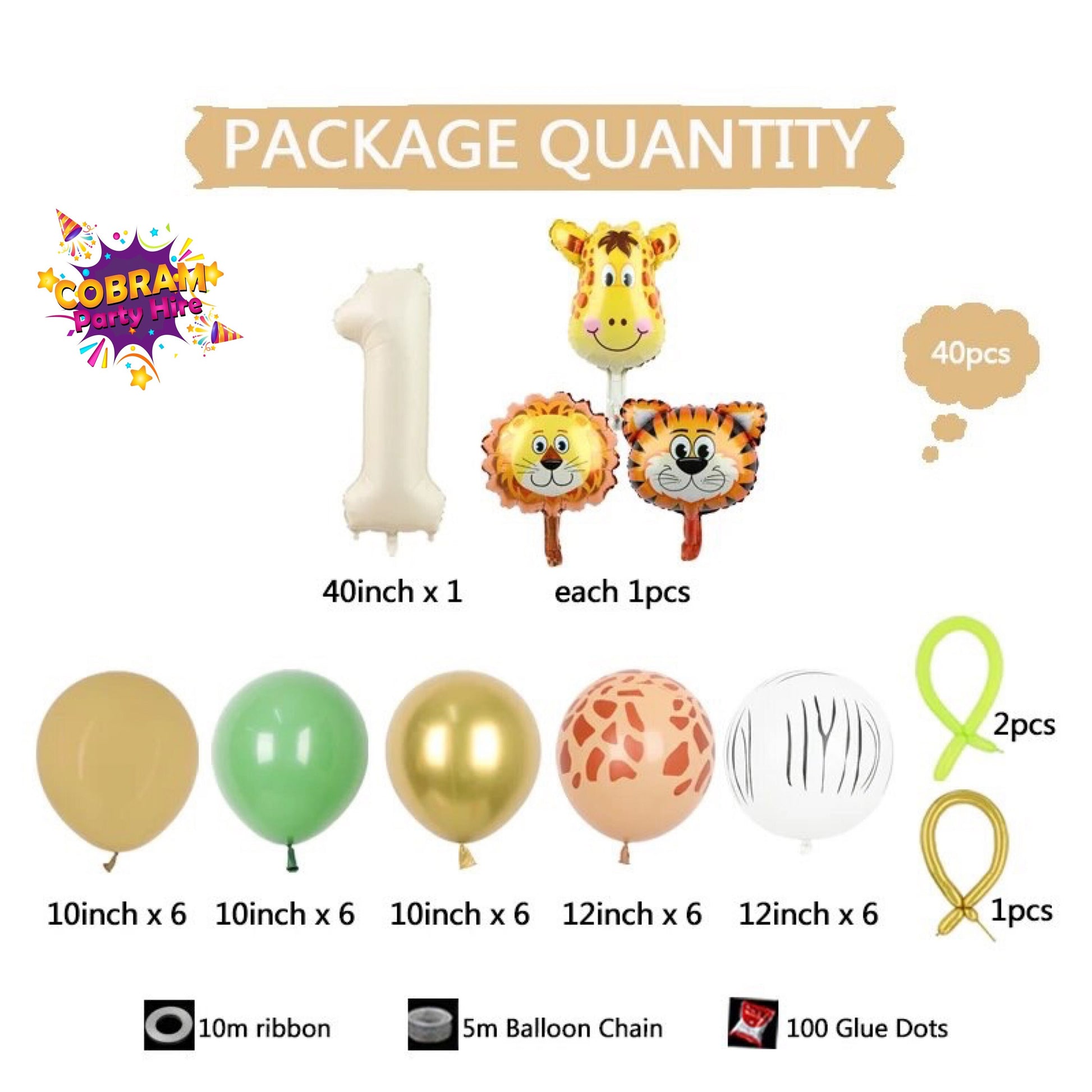 Safari Balloon Kit 1st 2nd Birthday Number Party Jungle DIY Decorations